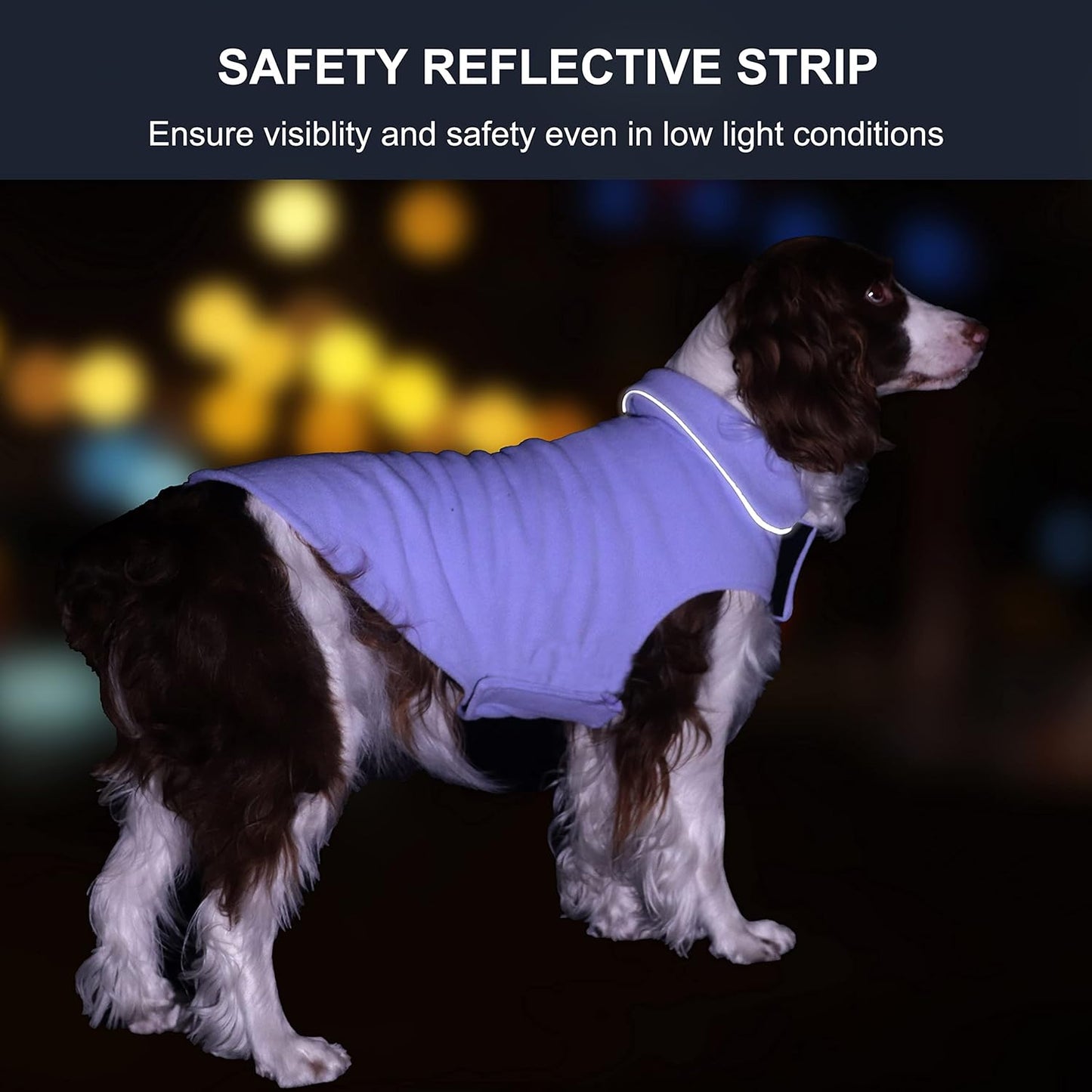 Fleece Dog Coat Winter Pet Jacket Reflective for Cold Weather for Large Medium Small Dogs(Purple,XL)