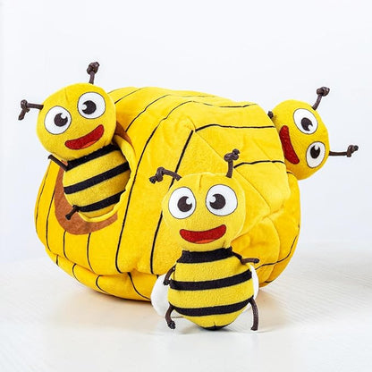 Hollypet Hide and Seek Squeaky Dog Toy, Designed Interactive Puzzle Plush Stuffed Puppy Toys, Bees