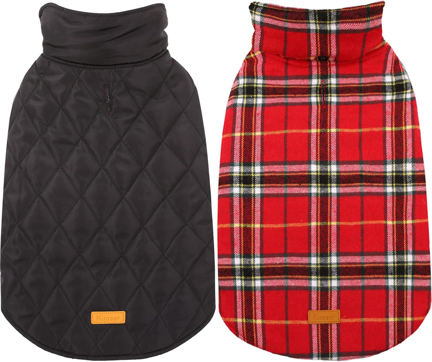 Kuoser Warm Dog Coat, Waterproof Dog Jacket for Extra Large Dogs, Adjustable Durable XL Doggie Winter Coat Reversible Cozy Puppy Cold Weather Apparel from Small to Large Breed, Bright Red XL