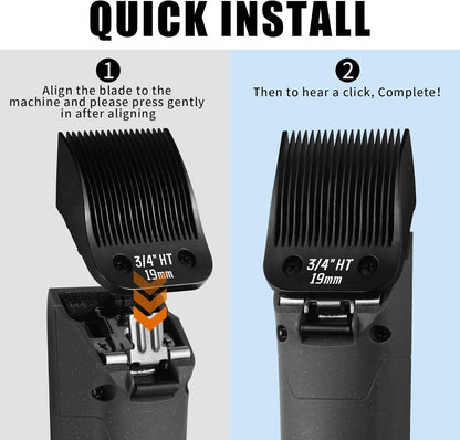 3 Pack 3/4HT Detachable Dog Grooming Steel Blades,Compatible with Andis,Oster A5,Wahl KM-10 Series,Cut Length 3/4" 19MM （Black）