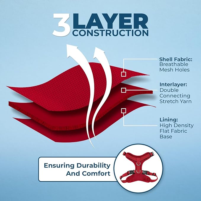 Voyager Step-in Lock Adjustable Cat Harness w. Cat Leash Combo Set with Neoprene Handle 5ft - Supports Small, Medium and Large Breed Cats by Best Pet Supplies - Red, XXS