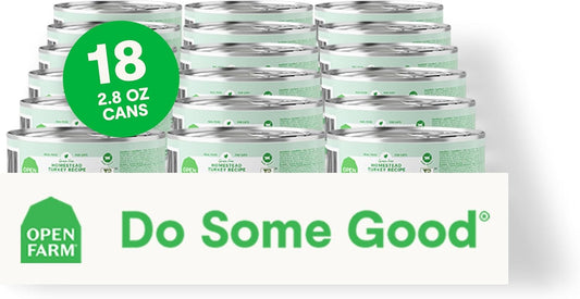 Open Farm Canned Cat Food, Pate for Complete & Balanced Nutrition, Grain Free and Legume-Free Wet Cat Food, Homestead Turkey Recipe, 2.8oz Cans (Case of 18)