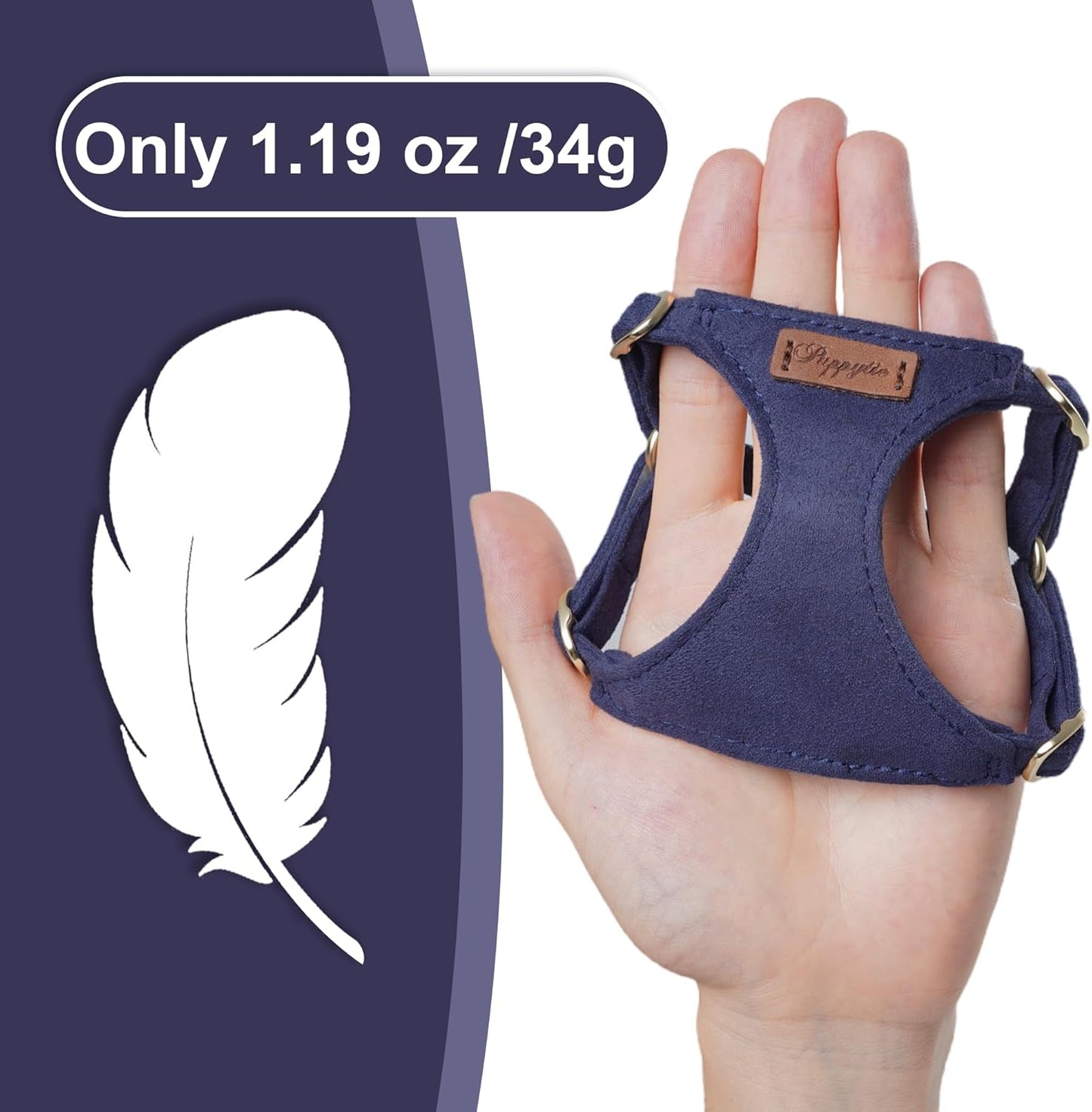 Puppytie No Pull Small Dog Harness with Multifunction Dog Leash,Lightweight Soft Adjustable No Choke Escape Proof Pet Harness Vest Pet Harness Vest,Navy,S