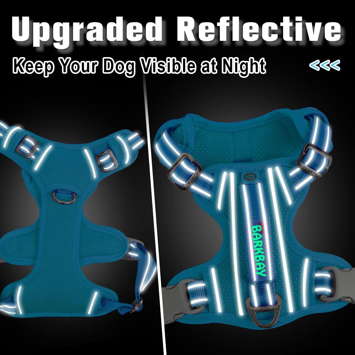 BARKBAY Dog Harness No Pull with ID Tag Pocket - Heavy Duty, Reflective, Easy Control for Small Dogs(Blue,S)