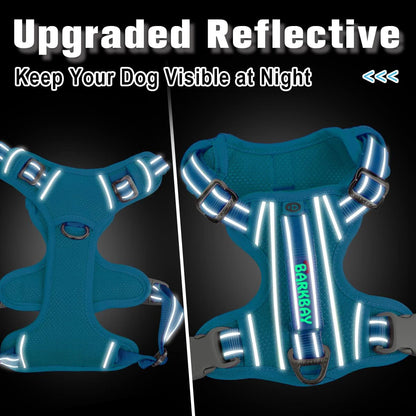 BARKBAY Dog Harness No Pull with ID Tag Pocket - Heavy Duty, Reflective, Easy Control for Small Dogs(Blue,S)
