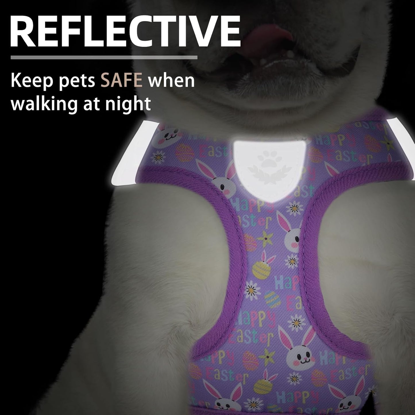 PUPTECK Adjustable Dog Harness Collar and Leash Set Step in No Pull Pet Harness for Small Medium Dogs Puppy and Cats Outdoor Walking Running, Soft Mesh Padded Reflective Vest Easter Harnesses