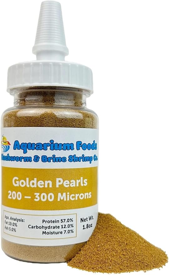Aquatic Foods Inc. Golden Pearls 200-300 Microns for Tropical Fish Fry, Babies, Guppies, Tetras, Bettas, Nano Fish, for Corals, Anemones, Reef Tanks…1.8oz Squeeze Bottle
