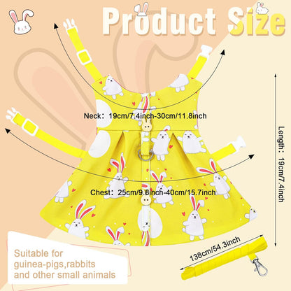 3 Sets Rabbit Bunny Harness and Leash, Cute Easter Bunny Clothes for Rabbits Dress Costume Walking Harness Escape Proof Pet Supply for Hedgehog Ferret Squirrel (Cake, Animal, Pineapple)