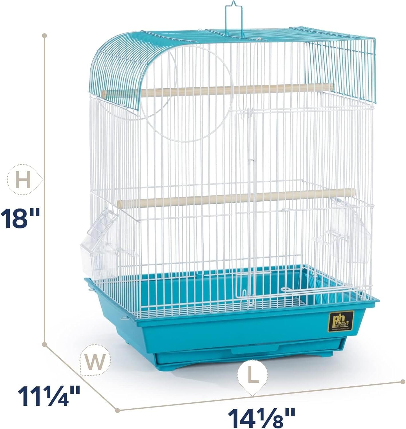 Rustic Retreat Top Bird Cage with Durable Metal Construction, Spacious Interior, and Convenient Top Access Teal/Flat Top