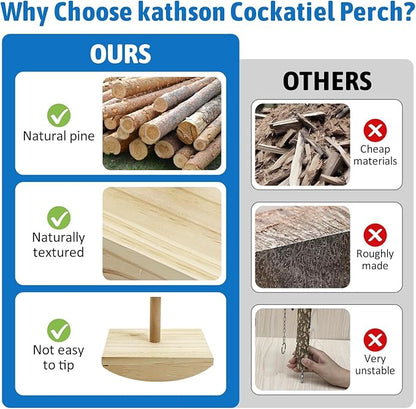 kathson Bird Training Stand, Parakeet Playground Bird Perch Platform Portable Tabletop Parrot Perch T Shaped Cockatiel Play Stand for Parakeet Conure Lovebird Cockatiel