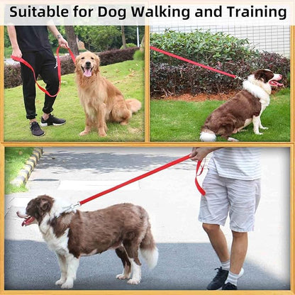 AMAGOOD 6 FT Puppy/Dog Leash, Strong and Durable Traditional Style Leash with Easy to Use Collar Hook, Great for Small, Medium and Large Dogs (3/4 in x 6 ft, Black and Red (2-Pack))