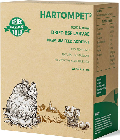 Premium Dried BSF Larvae for Chickens - 10LB High Calcium Supplement, Molting and Laying Support, Non-GMO & High-Protein Treats, Food for Wild Birds, Ducks, Repitle | Top Grade BSF