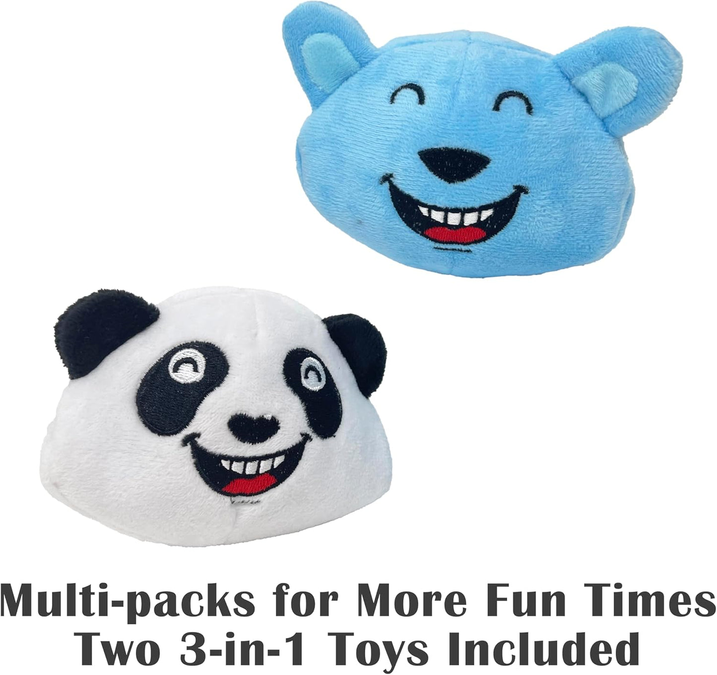 Jalousie Dog Squeaky Toys Value Set Non-Toxic Squeaky Balls Toss Fetch TPR Rubber Puppy Toys Spikey Dog Chew Toy for Small Medium Breed Pet Toys for Puppy (Panda N' Rabbit)