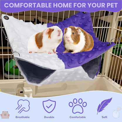 3 Pcs Guinea Pig Hammock, Rat Ferret Hamster Hanging Hammock Guinea Pig Accessories for Small Animals Chinchilla Parrot Sugar Glider Ferret Squirrel (11"×11")
