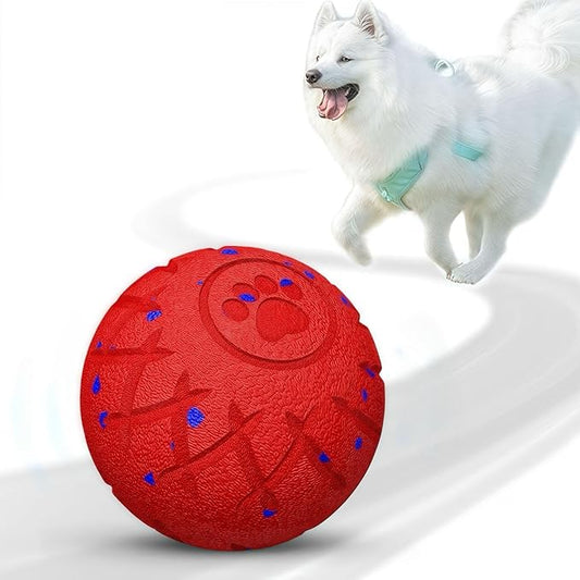 Smart Interactive Dog Toy, Automatic Moving, Bouncing and Stimulation, Silent Foam Material, IP54 Waterproof Rating, Active Rolling,Dog Ball for Medium and Large Dogs,Dog Birthday (Red)