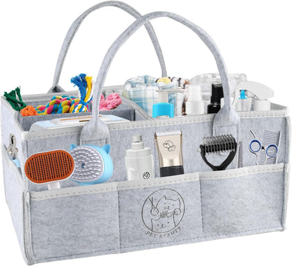 Felt Pet Dog Grooming Bag,Dog Storage Organizer for Grooming Supplies,Portable Tote Organizer for Pet Stuff,Ideal for Dog Cat Toys,Blanket, Shampoo,Trimmer,Clipper,Combo,Brush