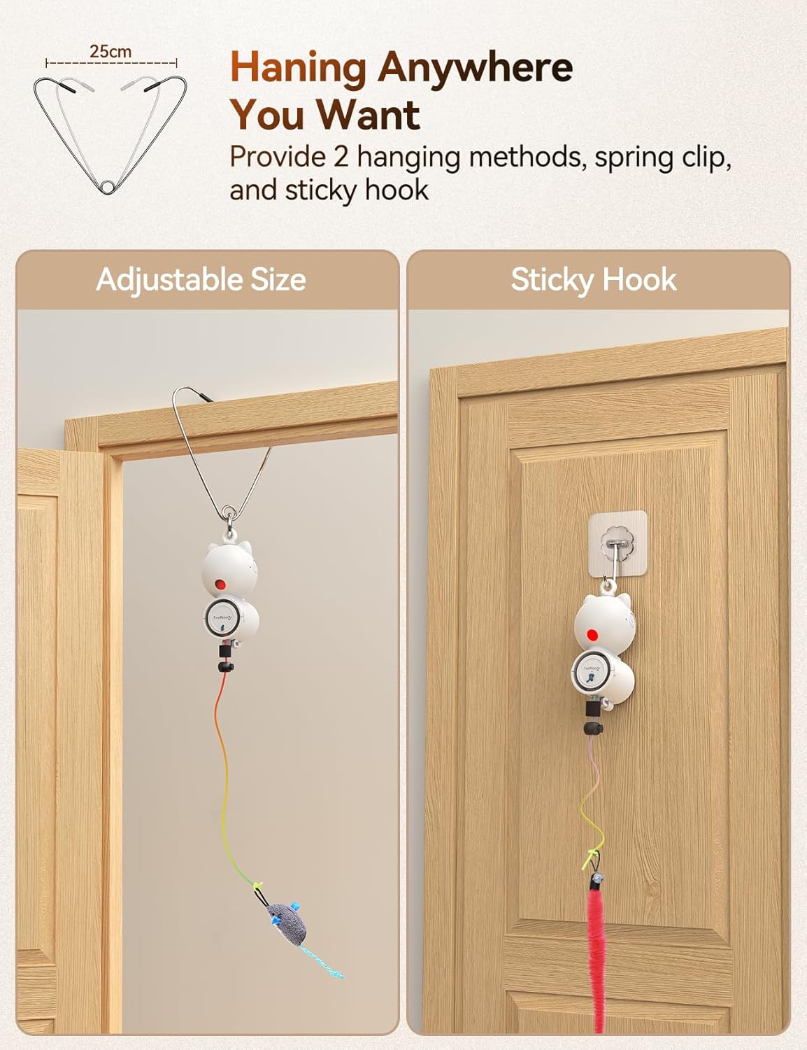 FEELNEEDY Laser Interactive Cat Toys, LED Light, 8 PCS Replacement Teaser with Bell Refills, Feather & Mouse Cats Toy, Hanging Cat Toys for Indoor Cats, for Bored Adult Kitten Exercise, Silver