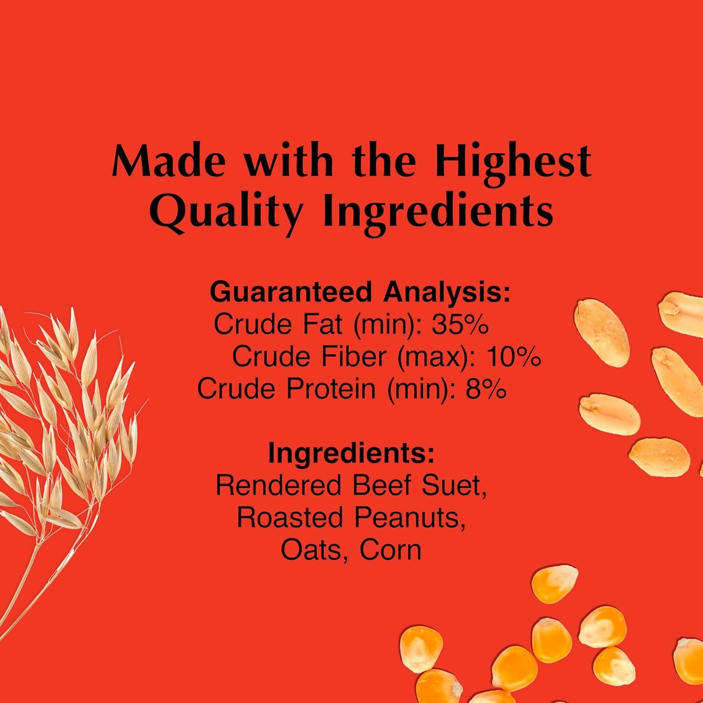 C&S Peanut Suet Treat, Suet Cakes for Wild Birds, 11 Ounces, Pack of 8