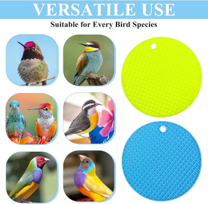 2Pcs Bird Foraging Mats, 6.3" Silicone Foraging Toys for Birds Enrichment-Foraging Toys for Parakeets, Cockatiels and Small Birds (Green/Light Blue)