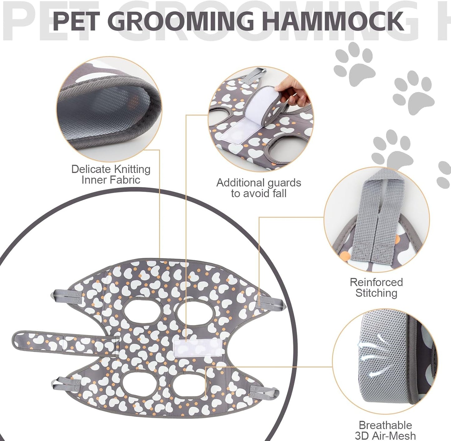 Dog Grooming Hammock Harness for Small Cats Dogs, Dog Grooming Sling for Cutting Nails, Pet Grooming Harness Hanging Holder Hanger for Nail Trimming with Nail Clippers, Nail File
