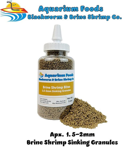 Aquatic Foods Inc. Brine Shrimp Sinking Micro Bites for Guppies, Nano Fish, Cichlids, Discus, Corys, Tetras, Bettas All Tropical Fish…3.1oz Squeeze Bottle