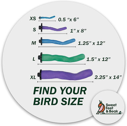 Sweet Feet & Beak Safety Pumice Bird Perch, X-Small 1/2" X 6", Purple - Lightweight Grinding Bird Perches for Cage - Bird Nail Trimming Perch for Healthy Beak & Feet - Multi-Size & Color Parrot Stand