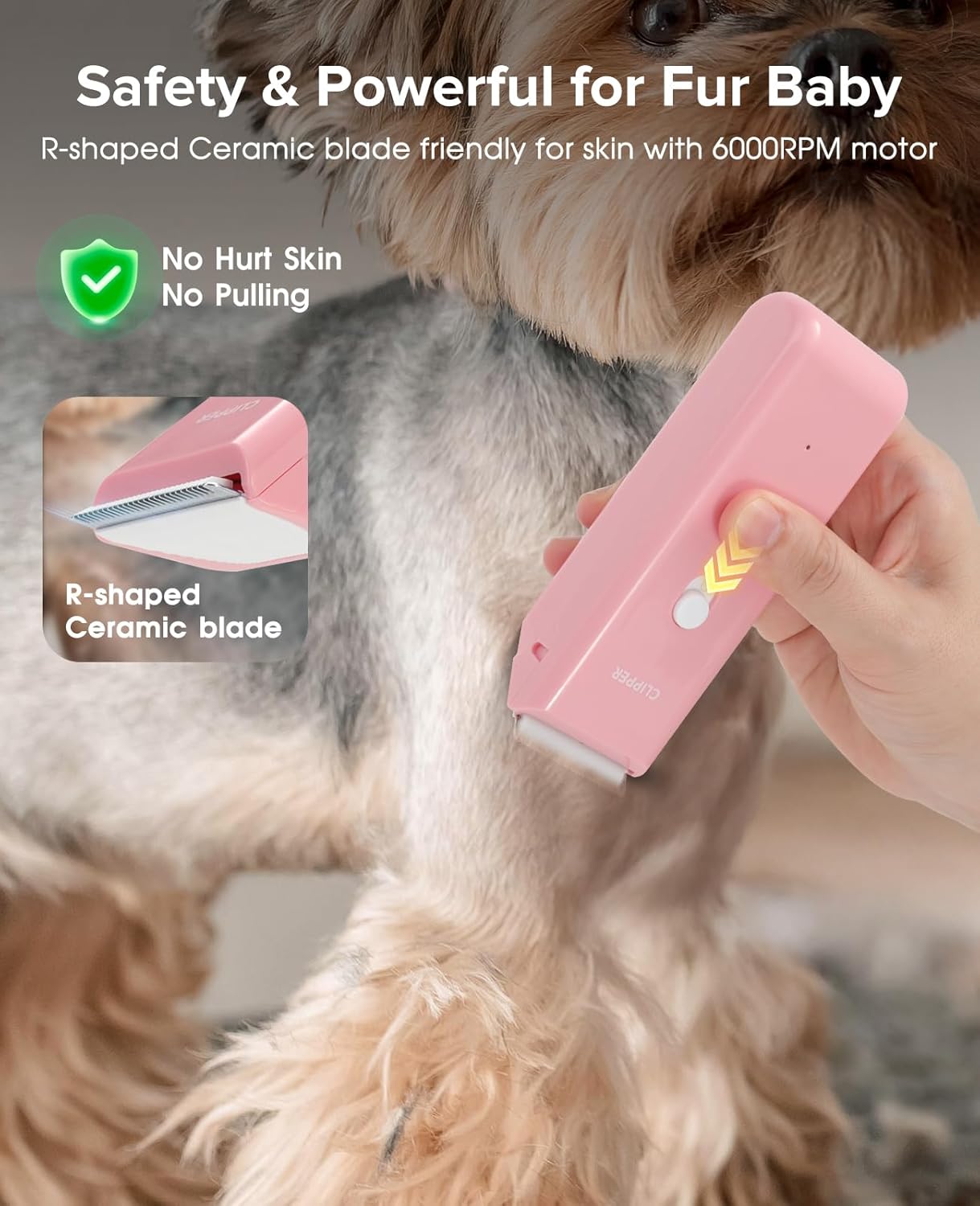 Pet Clippers for Dog Hair Grooming Low Noise, Rechargeable Cordless Cat Shaver with Ceramic Blade,Portable Pet Hair Trimmer for Matted & Long Hair