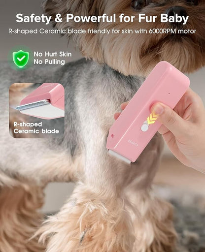 Dog Clipper for Matted & Long Hair,Quiet Pet Paw Hair Trimming Groomer,Handy Cordless Rechargeable Waterproof Shaver Kits for Cats,Small Dogs & Animals Pink