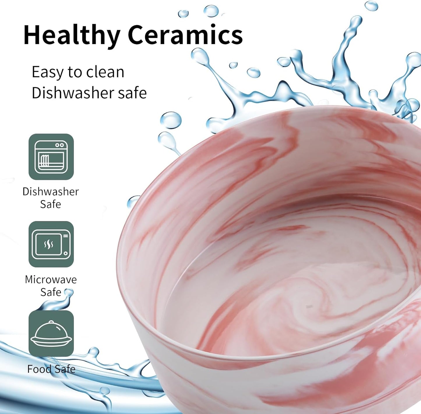 Elevated/Raised Dog Bowl Ceramic for Small Medium Sized Breed,Dog Food Water Bowl with Stand,6 in 3.6 Cups Non Slip Heavy Weighted Marble Pink