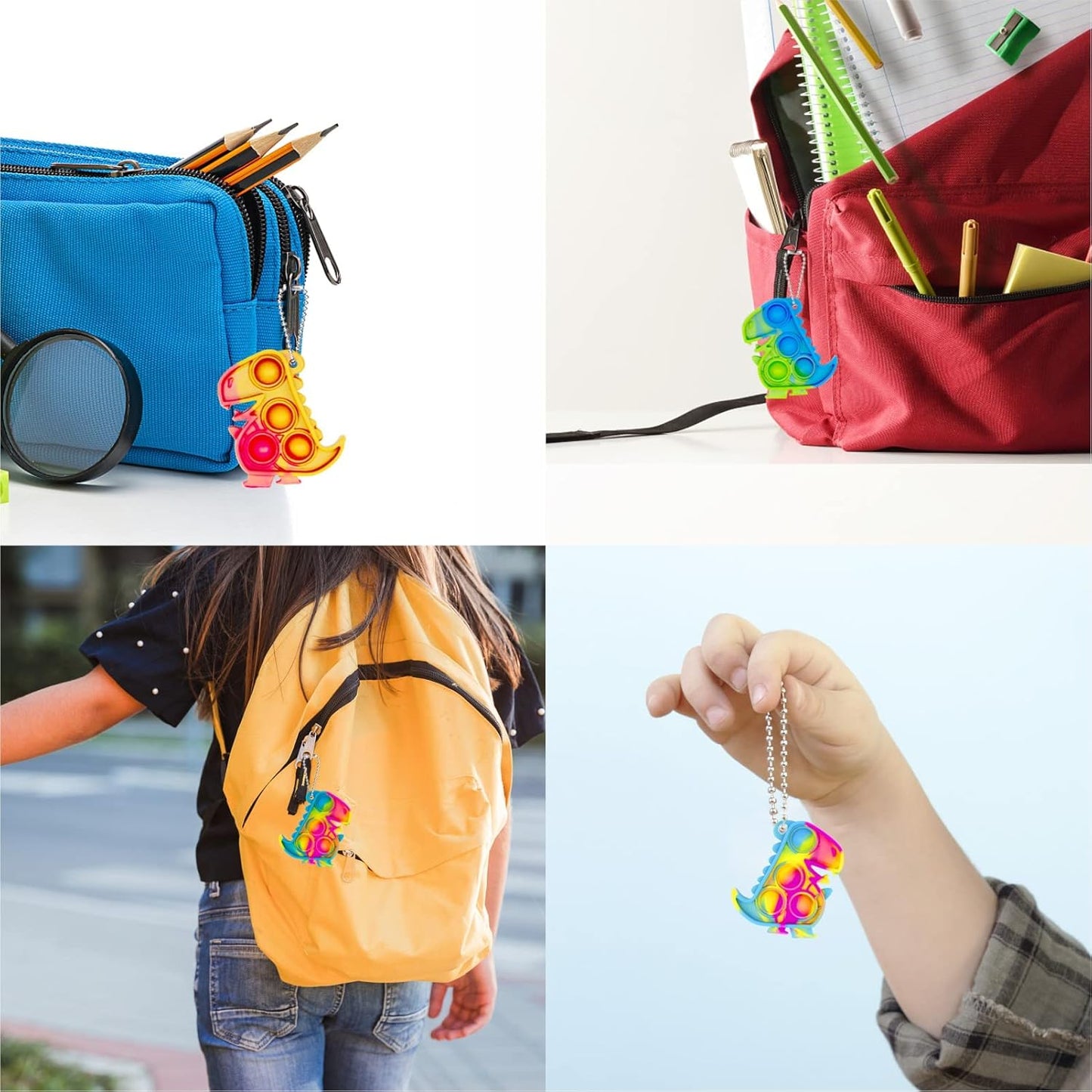 Dinosaur Pop Fidget Toys Bulk Its 30 Pack Dinosaur Party Favors for Kids 4-8 8-12 Mini Dino Pop Keychain It Fidget Toy Fidgets for Classroom Prizes Student Carnival Birthday Goodie Bag Stuffers Filler