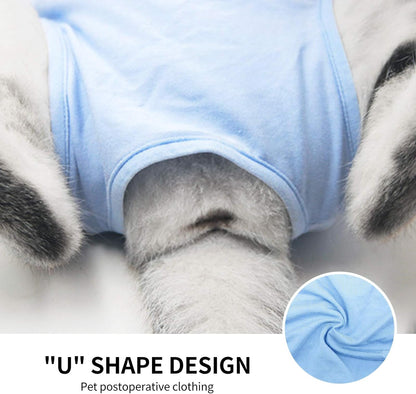 Kitten Onesies,Cat Recovery Suit for Abdominal Wounds or Skin Diseases,After Surgery Wear Anti Licking Wounds,Breathable E-Collar Alternative for Cat Blue M
