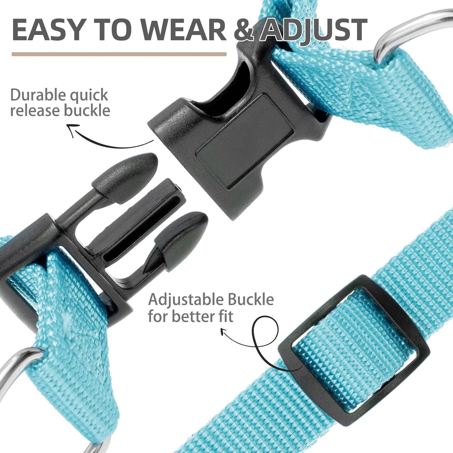 PUPTECK No Pull Dog Harness Soft Adjustable Basic Nylon Step in Puppy Vest Outdoor Walking with ID Tag Medium