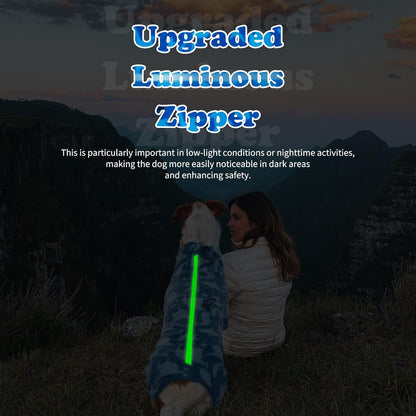 ROZKITCH Pajamas for Dogs Large, Pet Windproof Warm Cold Weather Jacket Vest with Luminous Zipper, Jumpsuit Apparel Outfit Clothes for Small Medium Large Dog Shark 2XL