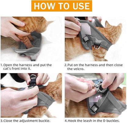 Khaki-Pattern, XS Cat & Dog Vest Harness - All-Weather Reflective Mesh Step-in Adjustable Harness for Walking