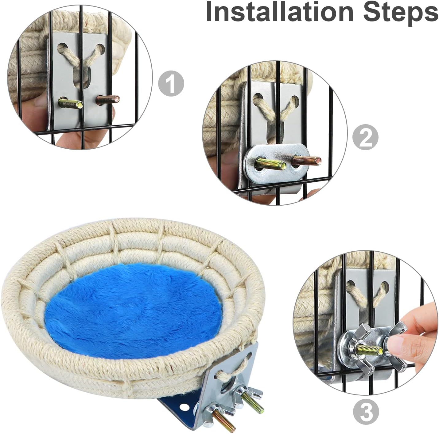 Wontee Bird Nest Breeding Nest Bed Bird Cage House for Parrots Budgies Parakeets Cockatiels Canary Finch Lovebirds (Cotton Rope)