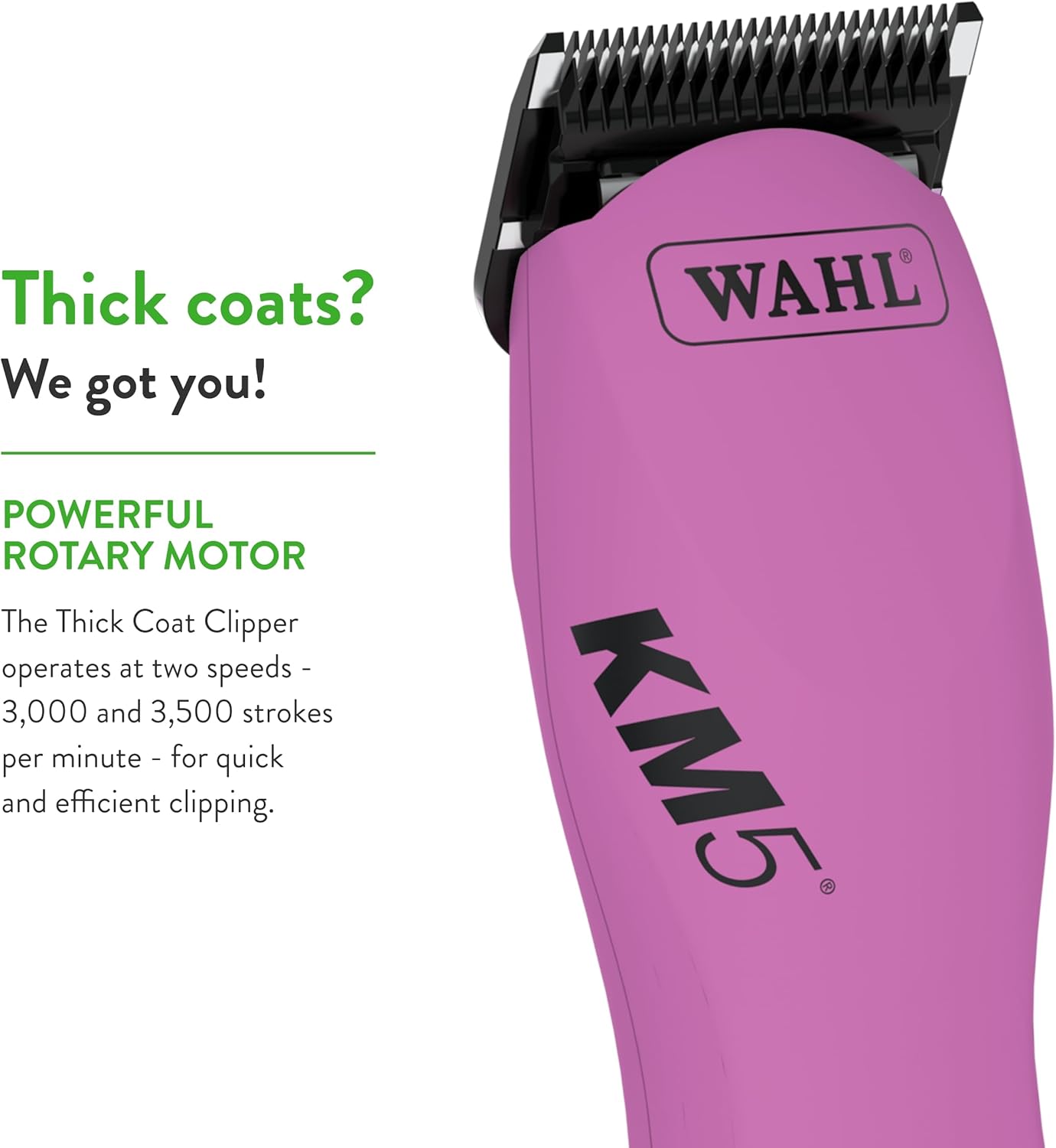 Wahl Professional Animal Thick Coat Pet Clipper & Dog Clipper (#9787-300) - Hair Remover - Grooming Clippers for Dog, Cat - for Thick Haired Pets - 2 Speeds - Pink