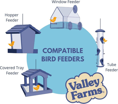 Valley Hearty Delight Wild Bird Food for Outside Feeders No-Mess Bird Seed w Sunflower Hearts & Peanuts no Filler Bird Seed Perfect for Patios 15 LBS
