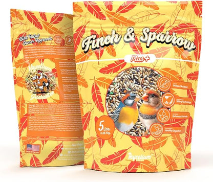 Mycelium Organic Finch & Sparrow Plus Bird Feed (5 LB Bag) | High Protein, Vitamin Enriched Bird Seed Blend for Finches, Sparrows & Canaries | Daily Pet & Wild Bird Food | Non-GMO, Made in USA