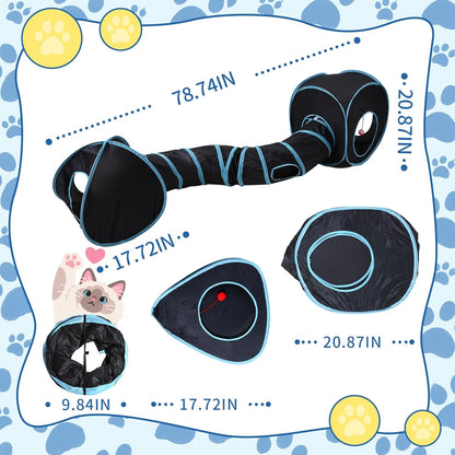Pet Cat Tunnel, Tunnel Tent Set Tunnels for Indoor Cats, Collapsible Pet Tunnel for Kitten, Puppy, Rabbit, 25cm-Wide Tunnels, Durable & Breathable, with Peek Hole Toy Ball