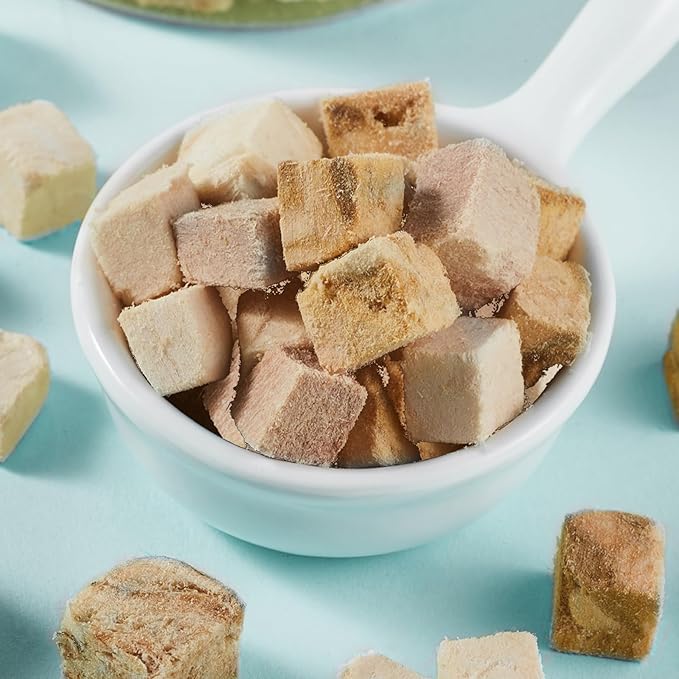 Turtle Food - 4 in 1 Natural Freeze-Dried Chicken, Duck, Salmon, Cod – Real Meat Snacks for Aquatic & Box Types, Cats & Dogs – Human-Grade Quality