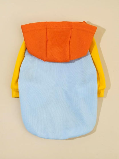 QWINEE Basic Dog Hoodie Sweatshirt Puppy Sweater Warm Cat Costumes Pet Clothes for Chihuahua Puppy Kitten Small Medium Dogs Orange and Blue Large