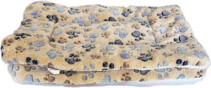 2 Pcs Pet Bed Mats. Ultra Soft Pet (Dog/Cat) Bed with Cute Prints. Reversible Faux Lambswool Kennel Pad for Medium Small Dogs and Cats. Machine Washable Pet Bed.