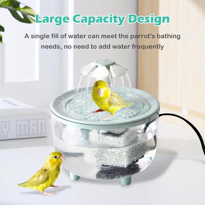 Automatic Bath for Birds,Parrot Bathtub with Petal Fountain Circulating Filter Cage Bird Bath Shower Cockatiel Bird Bath for Indoor Parakeets Budgie Cockatiels Small Feathered Pet