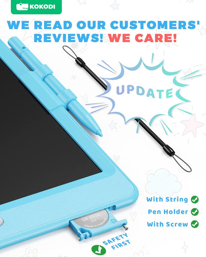 KOKODI LCD Writing Tablet, Gifts for 3 Years Old Boys and Girls，10 Inch Colorful Doodle Board Drawing Tablet, Erasable Reusable Electronic Drawing Pads, Educational and Learning Toys for Kids