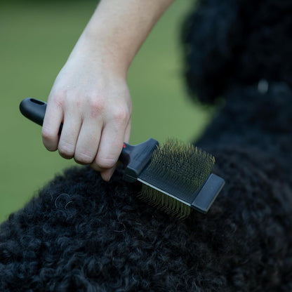 Jeffers Pet Double Sided Grooming Slicker Brush for Dogs, Cats, Puppies – Flexible Head with Stainless Steel Pins – Detangler Tool for Mats, Loose Fur, Shedding – Home or Professional Use - Small