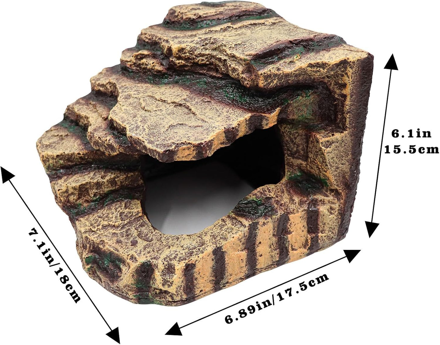 Oooct Hermit Crab Hideout, Resin Simulation Stone Reptile Cave Hideout, Hermit Crab Climbing Toys, Terrarium Habitat Decor for Lizard Spider Aquarium Fish Gecko Bearded Dragon