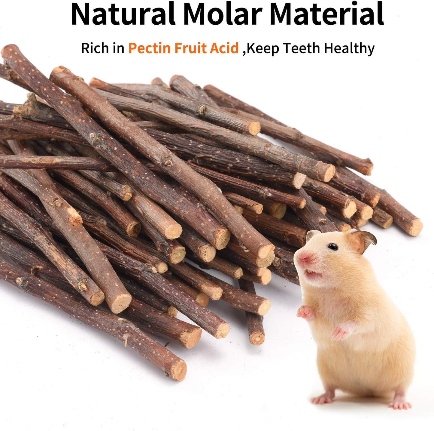 Natural Apple Sticks, 100g Treats Food for Small Animals, Chew Toys for Chinchilla Guinea Pigs Rabbit Squirrel Hamster Bunny (100g)