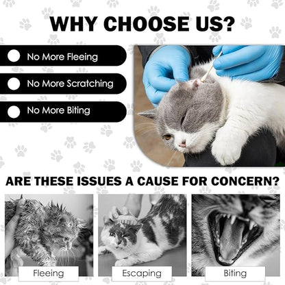 27.6" Cat Grooming Wrap, Self Adhesive Cat Wrap for Cutting Nails, Anti-Escape Calming Cat Swaddle Wrap for Medicine Ear Cleaning, Anti-Scratch Cats Burrito Restraint Blanket, Pet Tool (6-10 lbs)