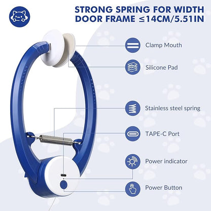 Interactive Cat Toys for Indoor Cats, Automatic Electric Flying Bird Feather Wand Toy, Best Kitten & Adult Cat Enrichment Toy Hanging Electric Kitty Toys for Bored Cats, Dark Blue