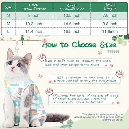 Nuanchu 3 Pieces Cat Recovery Suit Kitten Recovery Suit E-Collar Alternative for Cats and Dogs Abdominal Skin Anti Licking Pajama Clothes Sets(Small,Cute Style,Colorful)